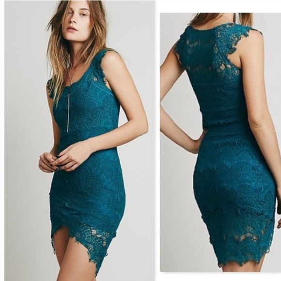 Free People Dresses & Skirts - Intimately Free People peekaboo lace hi-low hem romantic bodycon slip dress​